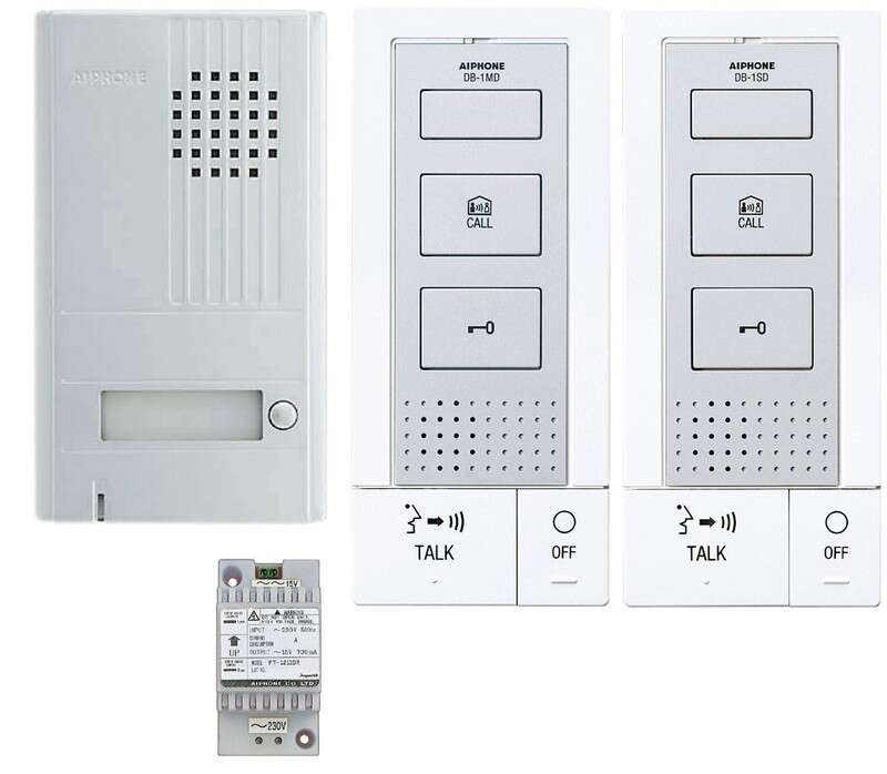 Kit portier audio 2 fils mains libres platine alu saillie