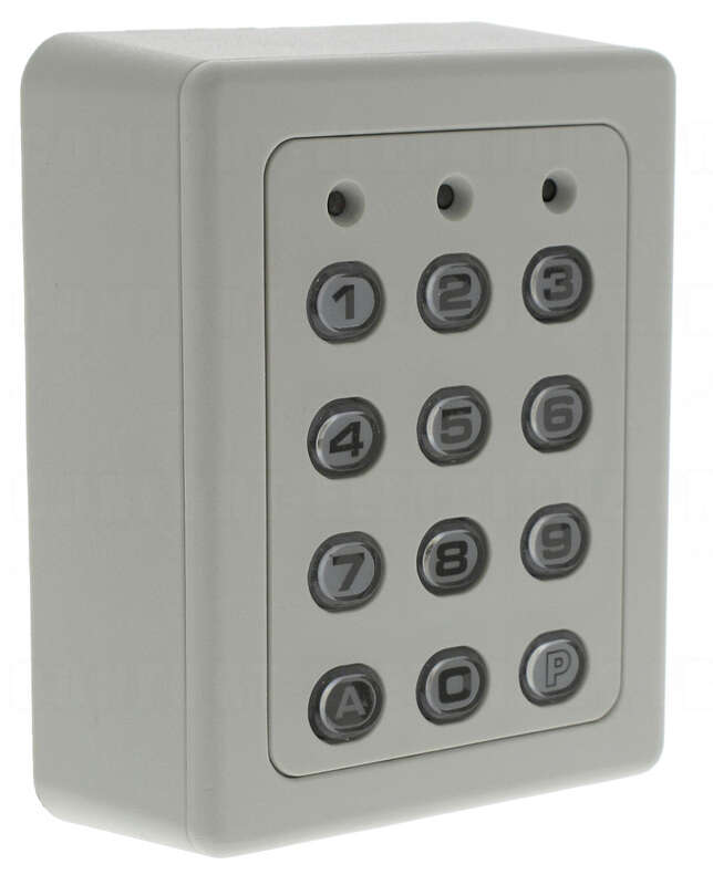 Digicode SU2 Gris, 2 relais, touches rétro-éclairées, IP65, 12/24 ac/dc