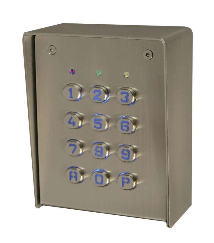 Clavier saillie inox, 60 codes, 2 relais, IP65, 12Vdc/24Vac