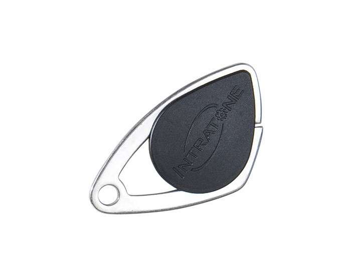 Badge 13.56Mhz Mifare électronique - insert inox gravé - Noir