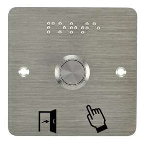 Bouton poussoir acier inox sur plaque NO/NF