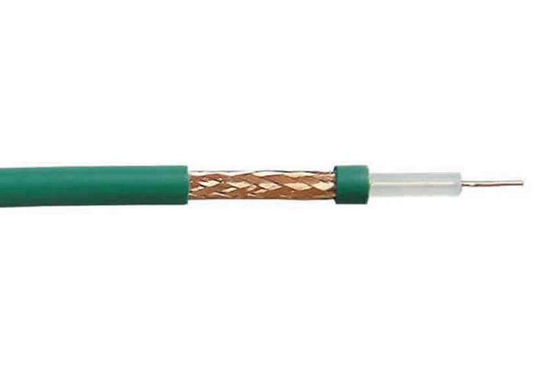 Câble KX6, 100 mètres, 75ohms sous gaine en PVC vert, diamètre 6,10 mm