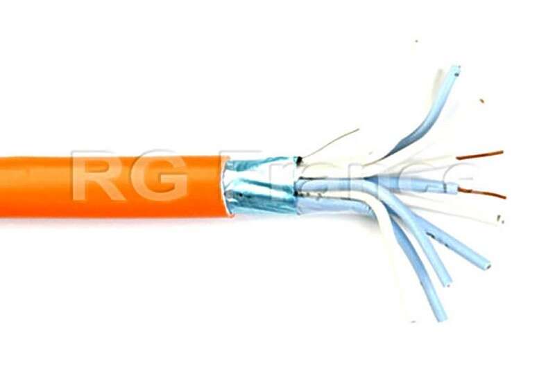 Câble tél 1 paire 9/10 anti feu CR1 C1 orange en 100m