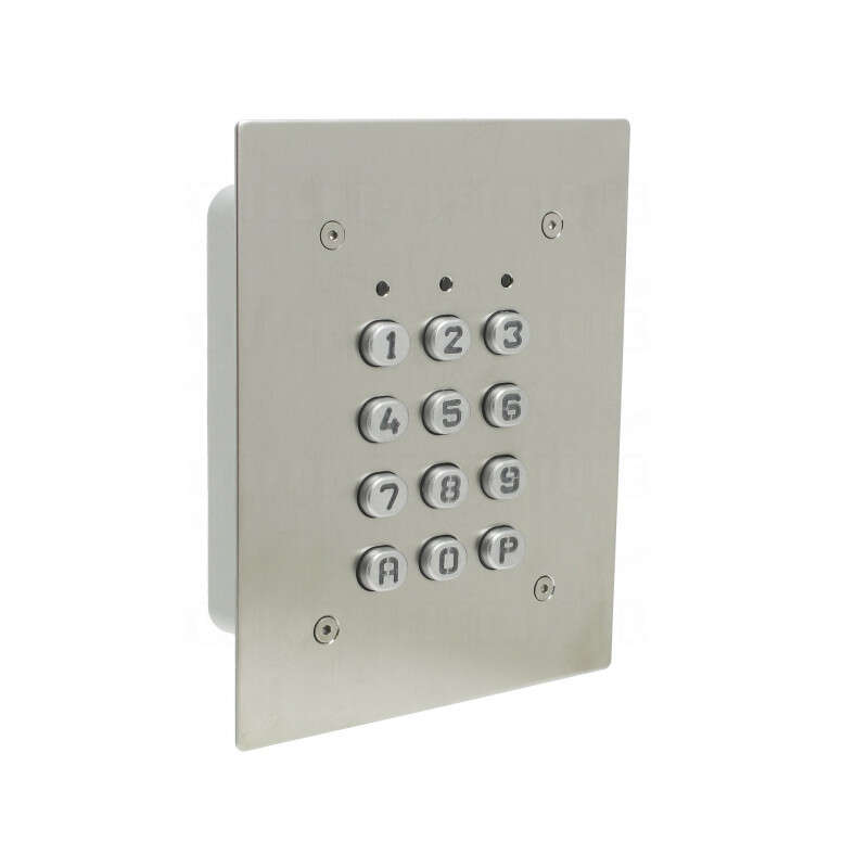 Clavier encastré inox, 60 codes, 2 relais, IP65, 12Vdc/24Vac