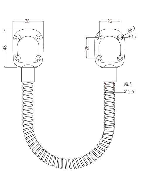 Passage de câble 40cm anti-vandal en applique en acier Inoxydable