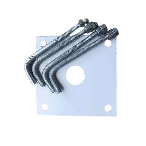 Kit de scellement pour poteau au sol : 1 gabarit + 4 tiges