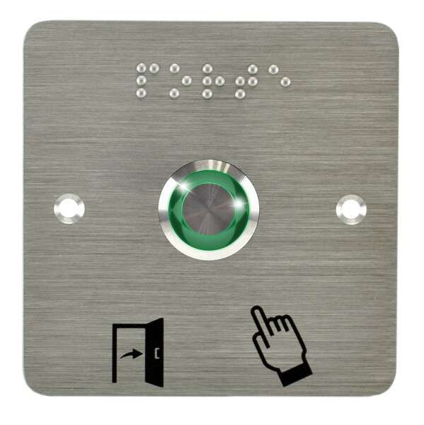 Bouton poussoir acier inox D=19 mm halo vert led 12V DC contact NO+NC+SSP201