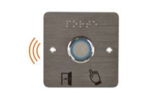 Bouton poussoir PMR acier inox D25 bleu/vert/buzzer