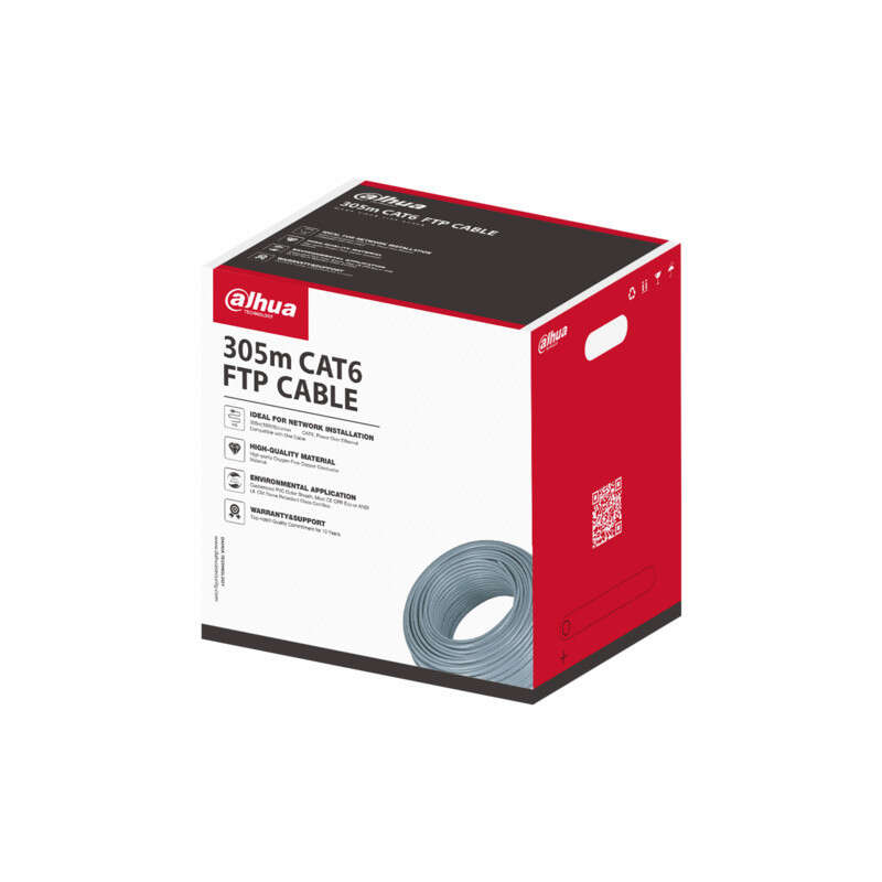 Câble FTP monobrin Cat 6 Gris blindé - 305m