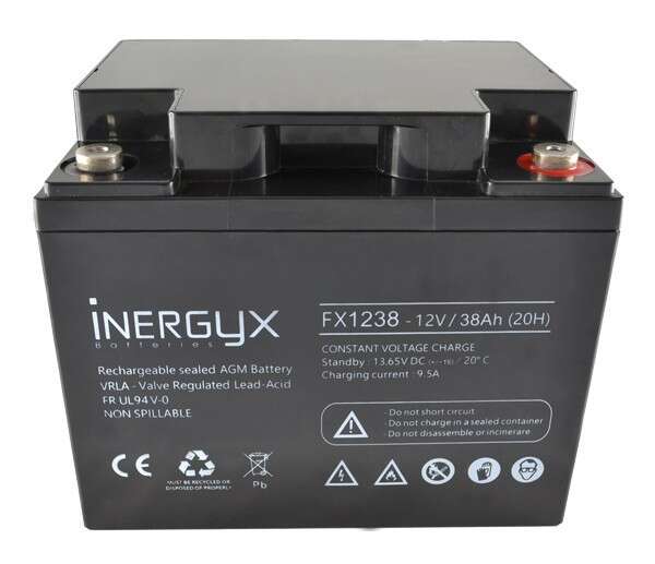 Batterie 12V/38Ah ABS FR / UL40-12FR / Boîtier UL94 V-0