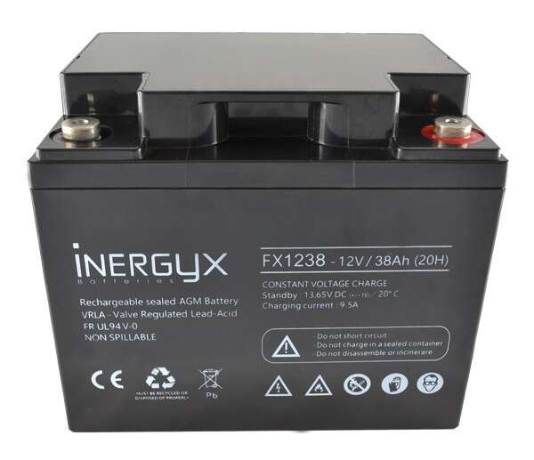 Batterie 12V/38Ah ABS FR / UL40-12FR / Boîtier UL94 V-0