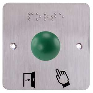 Bouton poussoir ergonomique dome vert Contact NO+NC Plaq 80x80mm