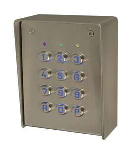 Clavier saillie inox, 60 codes, 2 relais, IP65, 12Vdc/24Vac