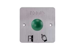 Visuel du produit Bouton poussoir ergonomique dome vert Contact NO+NC Plaq 80x80mm