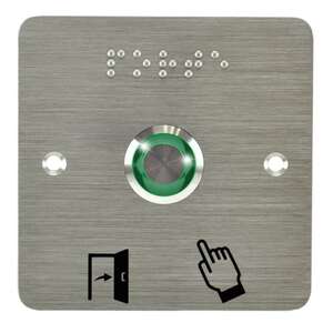 Bouton poussoir acier inox D=19 mm halo vert led 12V DC contact NO+NC+SSP201