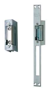 Gâche symétrique + tétière inox 1 temps 10/24Vac/dc